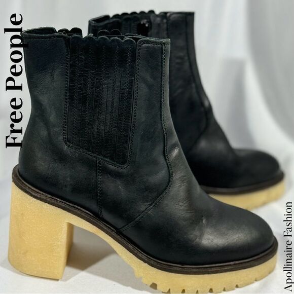 FREE PEOPLE JAMES CHELSEA BOOTS IN BLACK LEATHER SIZE 41 NWT - Picture 4 of 6